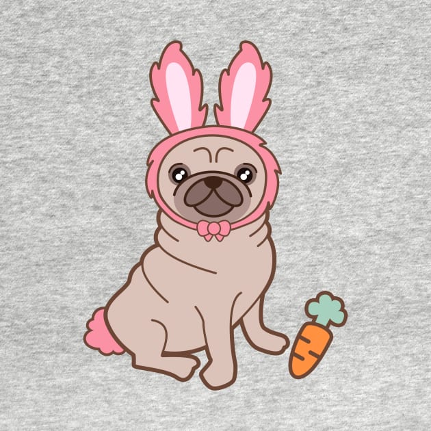 Pug dog in a rabbit costume by EuGeniaArt